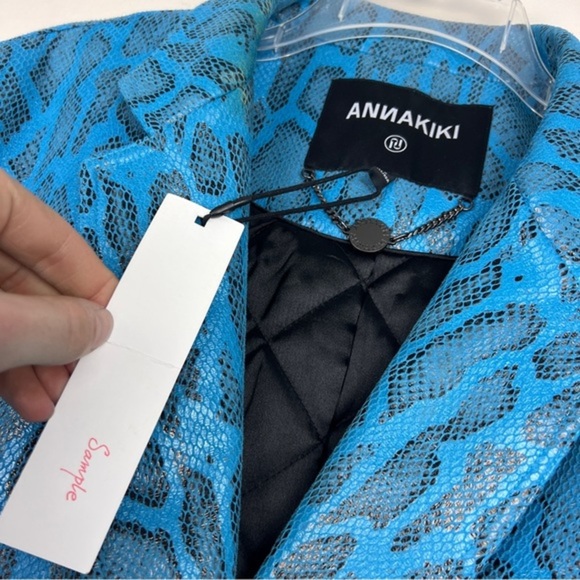 Annakiki Oversized Double Breasted Snake Skin Faux Leather Blazer - Picture 6 of 12